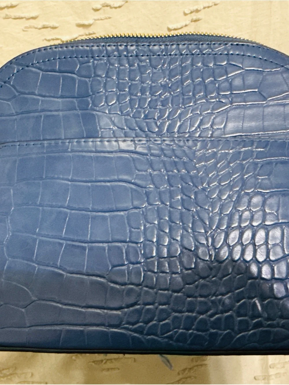 Steve Madden Navy Croc-Embossed Crossbody with Gold Chain Detail